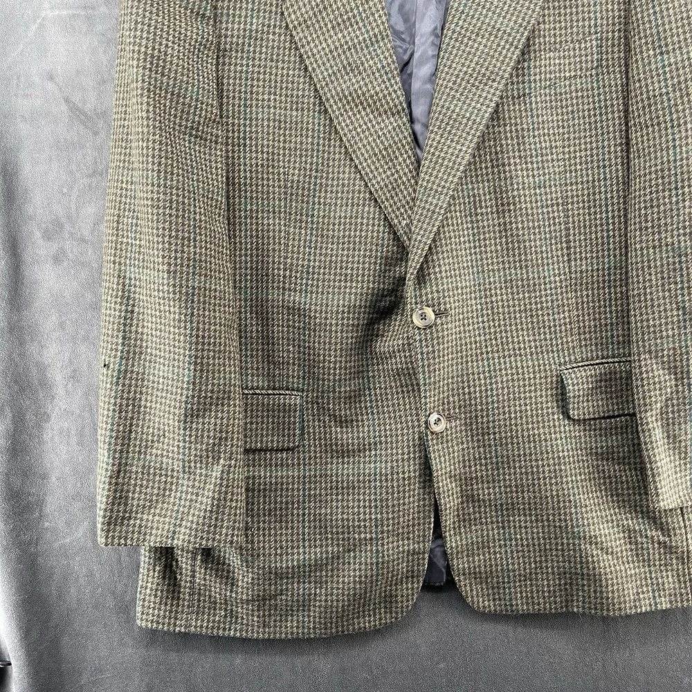 Hickey Freeman Men's 42R Wool Cashmere Sport Coat Blazer Brown Plaid USA